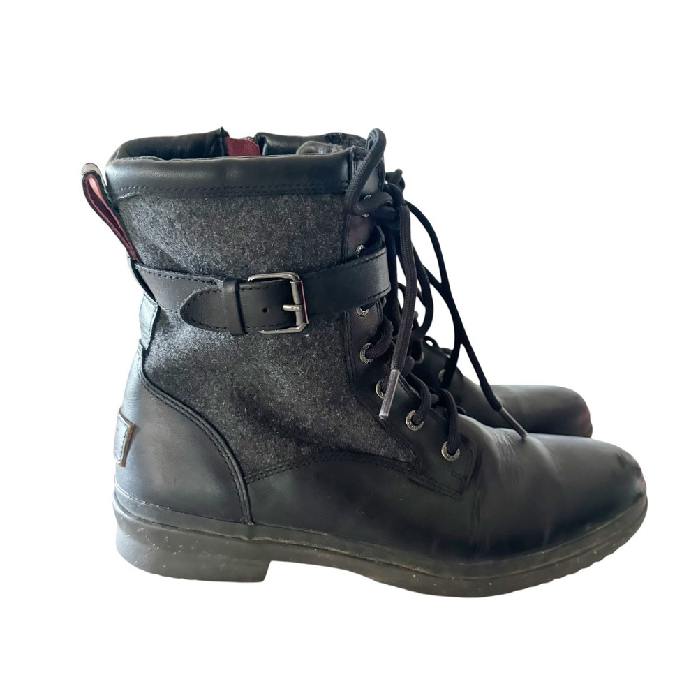 Ugg Kesey Boot Women Size 9.5 Leather Wool waterproof bllack Grey